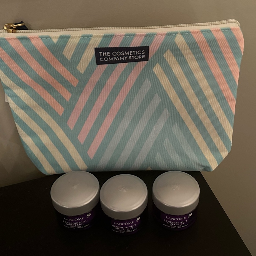 NEW 3x15 ml LANCÔME RENERGIE NUIT MULTI LIFT CREAM BUNDLE + BONUS COSMETICS BAG